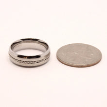 Load image into Gallery viewer, Stainless Steel Rope Inlay Matte Finish Concave Edges Wedding Ring Band 7mm
