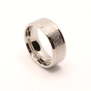 Stainless Steel Christian Lord's Prayer Bullnose Edges Wedding Ring Band 8mm