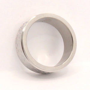 Stainless Steel Flat Simple Jigsaw Puzzle Pattern Wedding Band Ring 8mm