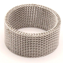 Load image into Gallery viewer, Stainless Steel Tall Flexible Braided Mesh Design Wedding Band Ring 10mm
