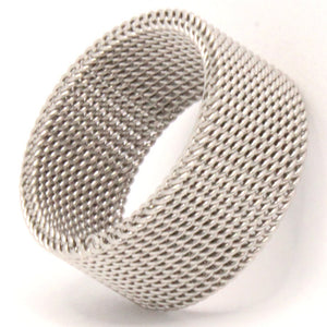 Stainless Steel Tall Flexible Braided Mesh Design Wedding Band Ring 10mm