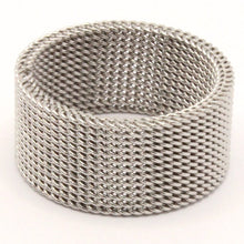 Load image into Gallery viewer, Stainless Steel Tall Flexible Braided Mesh Design Wedding Band Ring 10mm
