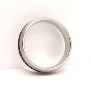 Stainless Steel Domed Plain Black Stripe Inlay Center Wedding Ring Band 6mm