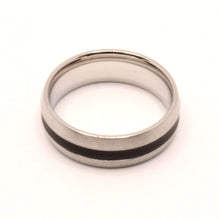 Load image into Gallery viewer, Stainless Steel Domed Plain Black Stripe Inlay Center Wedding Ring Band 6mm
