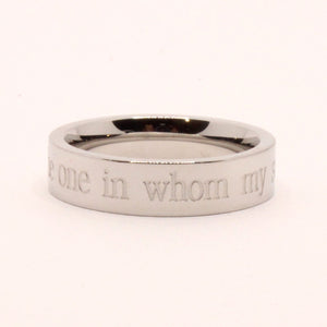 Stainless Steel Etched Song of Solomon 3:4 Bible Verse Wedding Band Ring 5mm