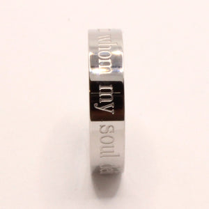 Stainless Steel Etched Song of Solomon 3:4 Bible Verse Wedding Band Ring 5mm