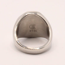 Load image into Gallery viewer, Stainless Steel 3/4 Inch Masonic Letter G Hand Square and Compass Signet Ring
