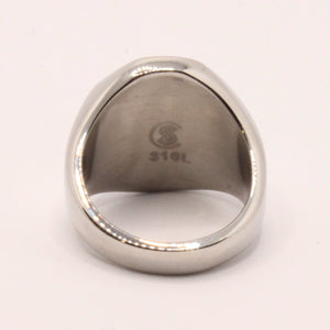 Stainless Steel 3/4 Inch Masonic Letter G Hand Square and Compass Signet Ring