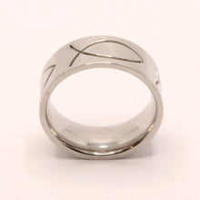 Load image into Gallery viewer, Stainless Steel Ichthus Christian Jesus Fish Symbol 8mm Wedding Band Ring
