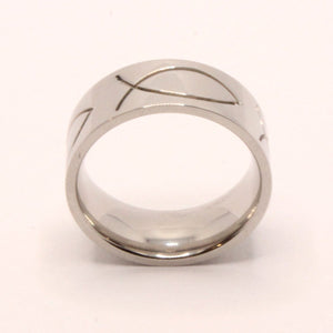 Stainless Steel Ichthus Christian Jesus Fish Symbol 8mm Wedding Band Ring