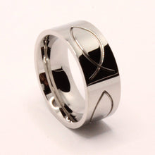 Load image into Gallery viewer, Stainless Steel Ichthus Christian Jesus Fish Symbol 8mm Wedding Band Ring
