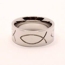 Load image into Gallery viewer, Stainless Steel Ichthus Christian Jesus Fish Symbol 8mm Wedding Band Ring
