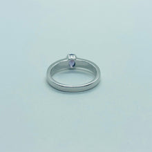 Load image into Gallery viewer, Small Sterling Silver Blue Synthetic Opal Band Ring for Women Oval Shape
