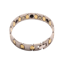 Load image into Gallery viewer, Tungsten Carbide 2-Tone Gunmetal and Yellow Bar Links Magnetic Therapy Bracelet, 1/2 Inch Wide
