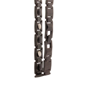 Tungsten Carbide Black Rectangular Faceted Links Magnetic Therapy Bracelet, 1/2 Inch Wide