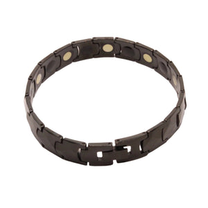 Tungsten Carbide Black Faceted Links Magnetic Therapy Bracelet, 1/2 Inch Wide