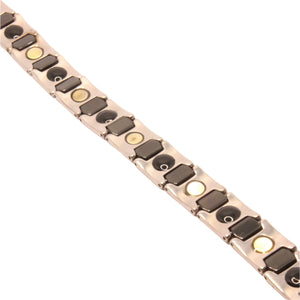 Tungsten Carbide 2-Tone Gunmetal & Black Faceted Cushion Links Magnetic Therapy Bracelet, 12 Inch Wide