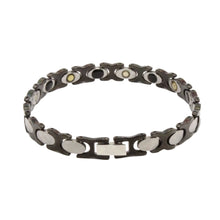 Load image into Gallery viewer, Tungsten Carbide Ceramic 2-Tone Black &amp; Gunmetal Rhombus Facets Magnetic Therapy Bracelet, 5/16 Inch Wide
