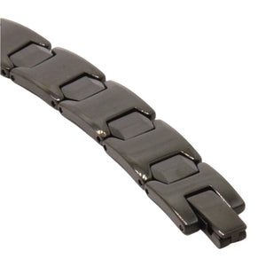 Tungsten Carbide Black Hexagon Faceted Magnetic Therapy Bracelet, 1/2 Inch Wide