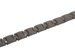 Tungsten Carbide Black Hexagon Faceted Magnetic Therapy Bracelet, 1/2 Inch Wide