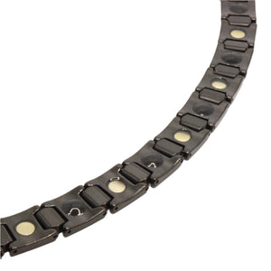 Tungsten Carbide Black Hexagon Faceted Magnetic Therapy Bracelet, 1/2 Inch Wide