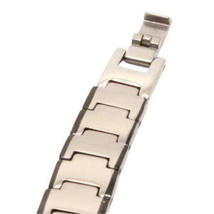 Tungsten Carbide Black Edge Bar Links Magnetic Therapy Bracelet 1/2 Inch Wide