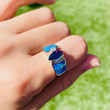 Load image into Gallery viewer, Sterling Silver Marquise Amethyst CZ Synthetic Opal Ring for Women
