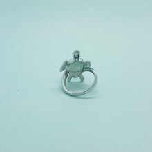 Load image into Gallery viewer, Sterling Silver Blue Synthetic Opal Sea Turtle Ring for Women
