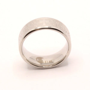 Stainless Steel Christian Lord's Prayer Bullnose Edges Wedding Ring Band 8mm