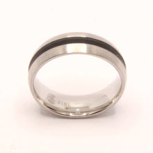 Load image into Gallery viewer, Stainless Steel Domed Plain Black Stripe Inlay Center Wedding Ring Band 6mm
