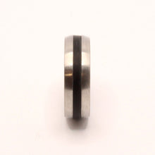 Load image into Gallery viewer, Stainless Steel Domed Plain Black Stripe Inlay Center Wedding Ring Band 6mm
