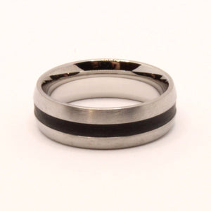 Stainless Steel Domed Plain Black Stripe Inlay Center Wedding Ring Band 6mm