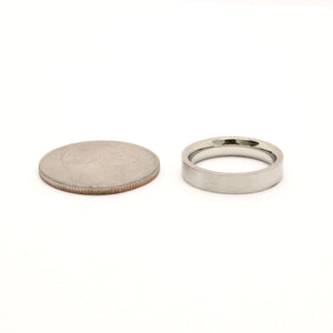 Stainless Steel Plain Matte Finish Flat Edge Wedding Thumb Ring Band 4-5mm