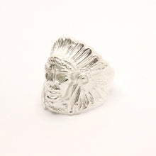 Load image into Gallery viewer, 925 Sterling Silver Diamond Cut Finish Native American Head 15/16 Inch Wide, Sizes 8-13 Ring
