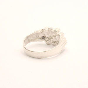 925 Sterling Silver Diamond Cut Finish 7/16 Inch Wide, Sizes 8-13 Nugget Ring