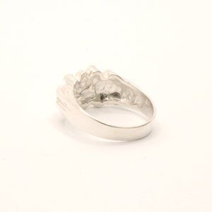 925 Sterling Silver Diamond Cut Finish 7/16 Inch Wide, Sizes 8-13 Nugget Ring