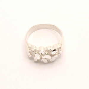 925 Sterling Silver Diamond Cut Finish 7/16 Inch Wide, Sizes 8-13 Nugget Ring