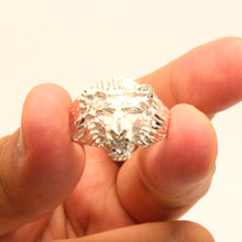 Load image into Gallery viewer, 925 Sterling Silver Diamond Cut Finish Lion Head 3/4 Inch Wide, Sizes 8-13 Ring
