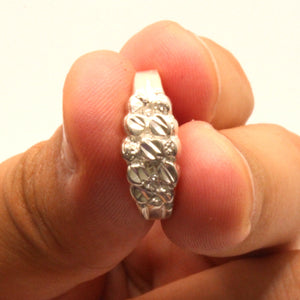 925 Sterling Silver Diamond Cut Finish Nugget Ring