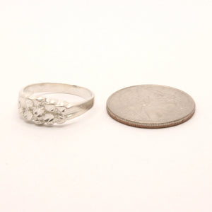 925 Sterling Silver Diamond Cut Finish Nugget Ring