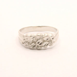 925 Sterling Silver Diamond Cut Finish Nugget Ring