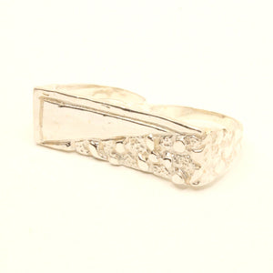 925 Sterling Silver Rectangular Two Finger (5/8 Inch Wide, Sizes 8-13) Nugget Ring