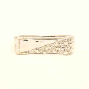 925 Sterling Silver Rectangular Two Finger (5/8 Inch Wide, Sizes 8-13) Nugget Ring