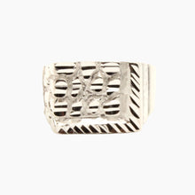 Load image into Gallery viewer, 925 Sterling Silver Large Diamond Cut Finish Square 9/16 Inch Wide, Sizes 8-13 Nugget Ring
