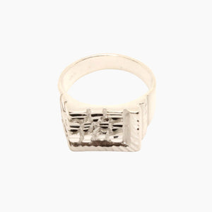 925 Sterling Silver Large Diamond Cut Finish Square 9/16 Inch Wide, Sizes 8-13 Nugget Ring