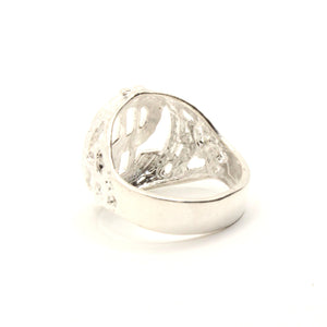 925 Sterling Silver Detailed Dollar Sign Diamond Cut Finish 3/4 Inch Wide, Sizes 8-13 Ring