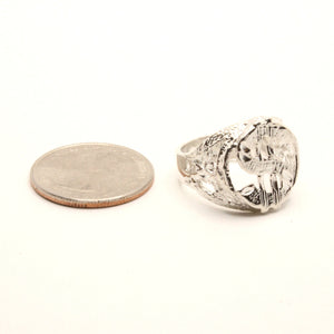 925 Sterling Silver Detailed Dollar Sign Diamond Cut Finish 3/4 Inch Wide, Sizes 8-13 Ring