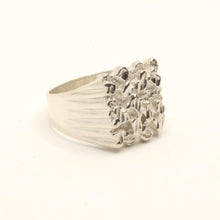 Load image into Gallery viewer, 925 Sterling Silver Detailed Square 5/8 Inch Wide Nugget Ring
