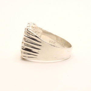 925 Sterling Silver Detailed Square 5/8 Inch Wide Nugget Ring