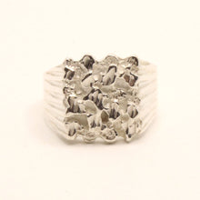 Load image into Gallery viewer, 925 Sterling Silver Detailed Square 5/8 Inch Wide Nugget Ring
